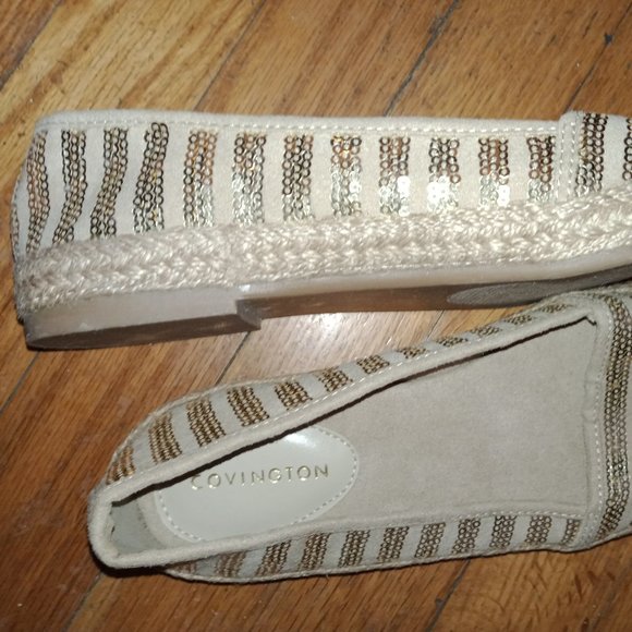 Canvas Gold Sequin Convington Flat Shoes - Picture 4 of 4